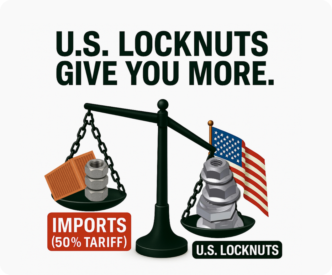 Scale comparing U.S. locknuts and imports.