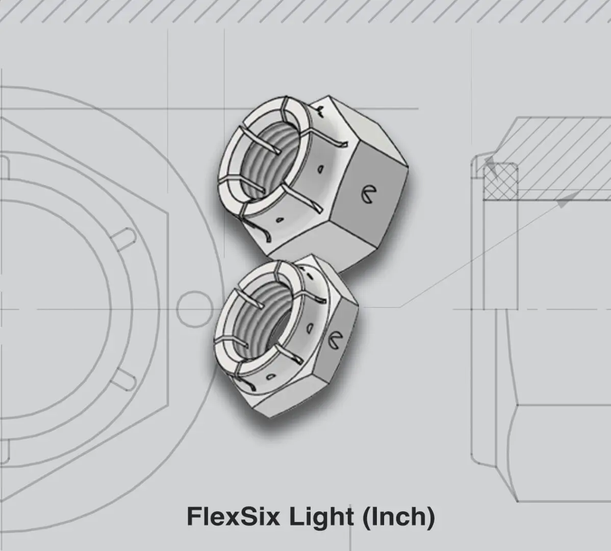 FlexSix light inch nuts on blueprint