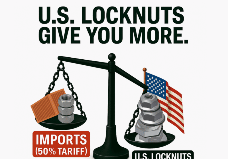 Scale comparing U.S. locknuts and imports.